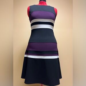 Tommy Hilfiger Striped Midi Dress - Black, Purple, White